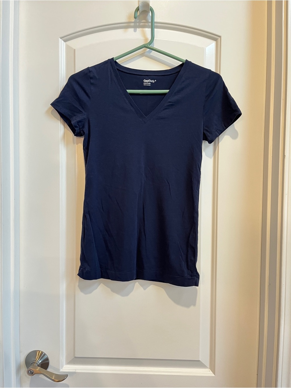 GapBody Pure Body Navy Blue Short Sleeve V-Neck T-Shirt Sz S